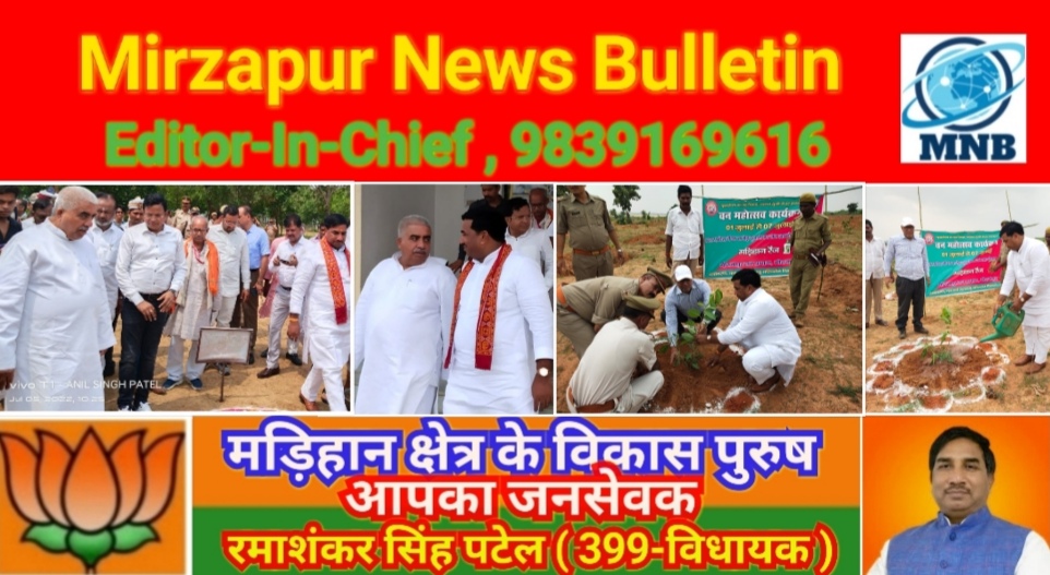 मिर्ज़ापुर विंडमफाल रेंज में कैबिनेट मंत्री के साथ जनपद के माननीयों ने किया वृक्षारोपण