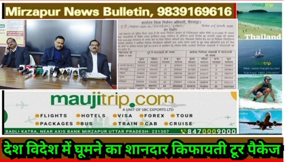 मिर्ज़ापुर में एसआईआर प्रक्रिया के बाद जारी मतदाता सूची ड्राफ्ट राजनैतिक पार्टियों को सोंपी गई