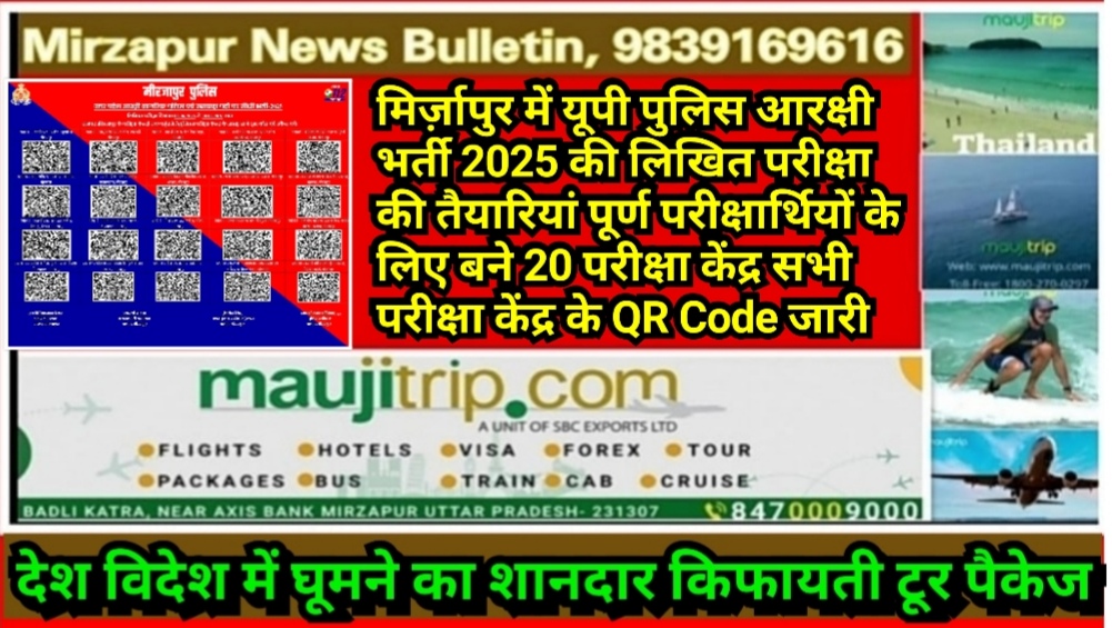 मिर्ज़ापुर में यूपी पुलिस आरक्षी भर्ती 2025 की लिखित परीक्षा की तैयारियां पूर्ण परीक्षार्थियों के लिए बने 20 परीक्षा केंद्र