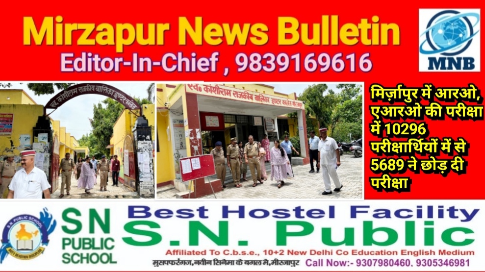 मिर्ज़ापुर में आयोजित आरओ, एआरओ की परीक्षा में 10296 परीक्षार्थियों में से 5689 ने छोड़ दी परीक्षा